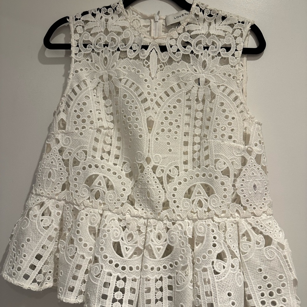 Lover the Label White Lace Sleeveless Top